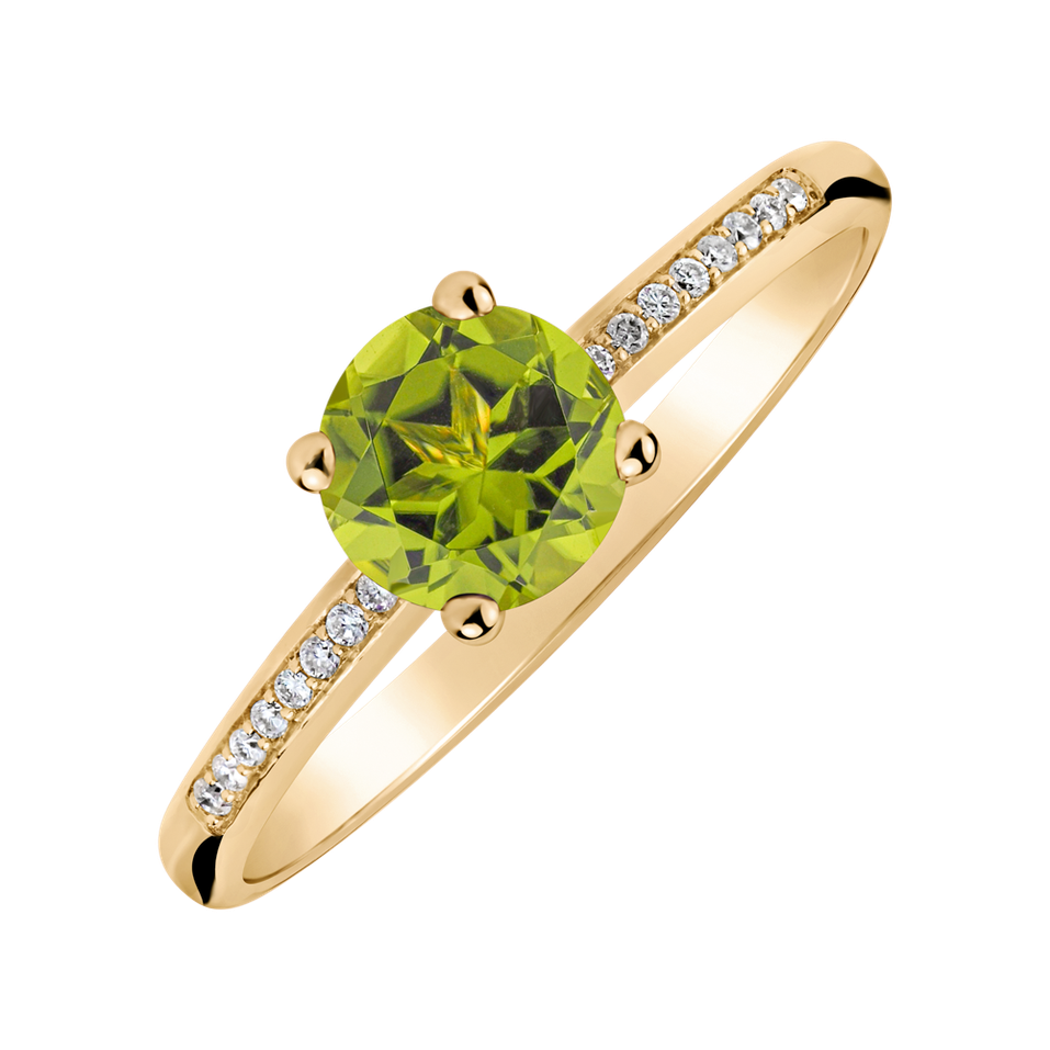 Diamond ring with Peridot Satin