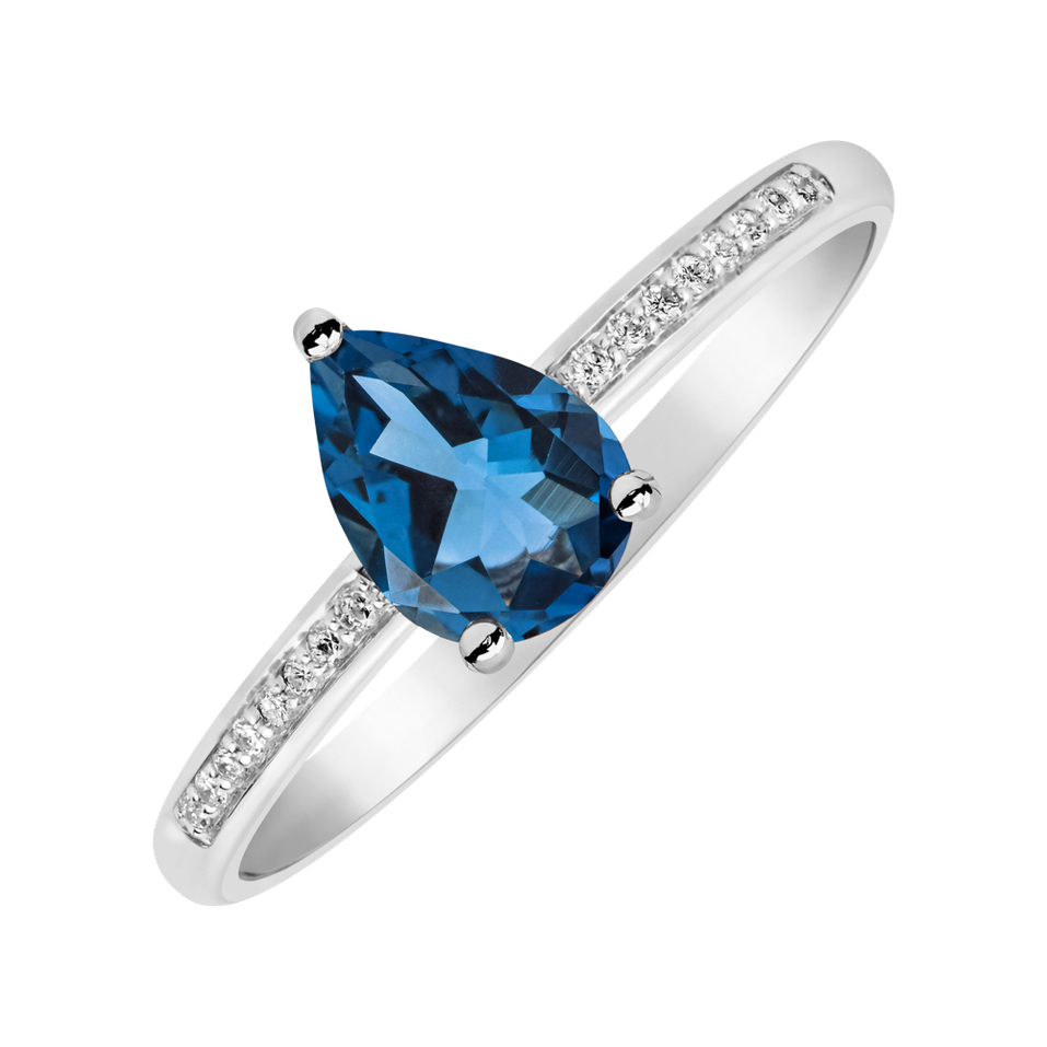 Diamond ring with Topaz Teardrop