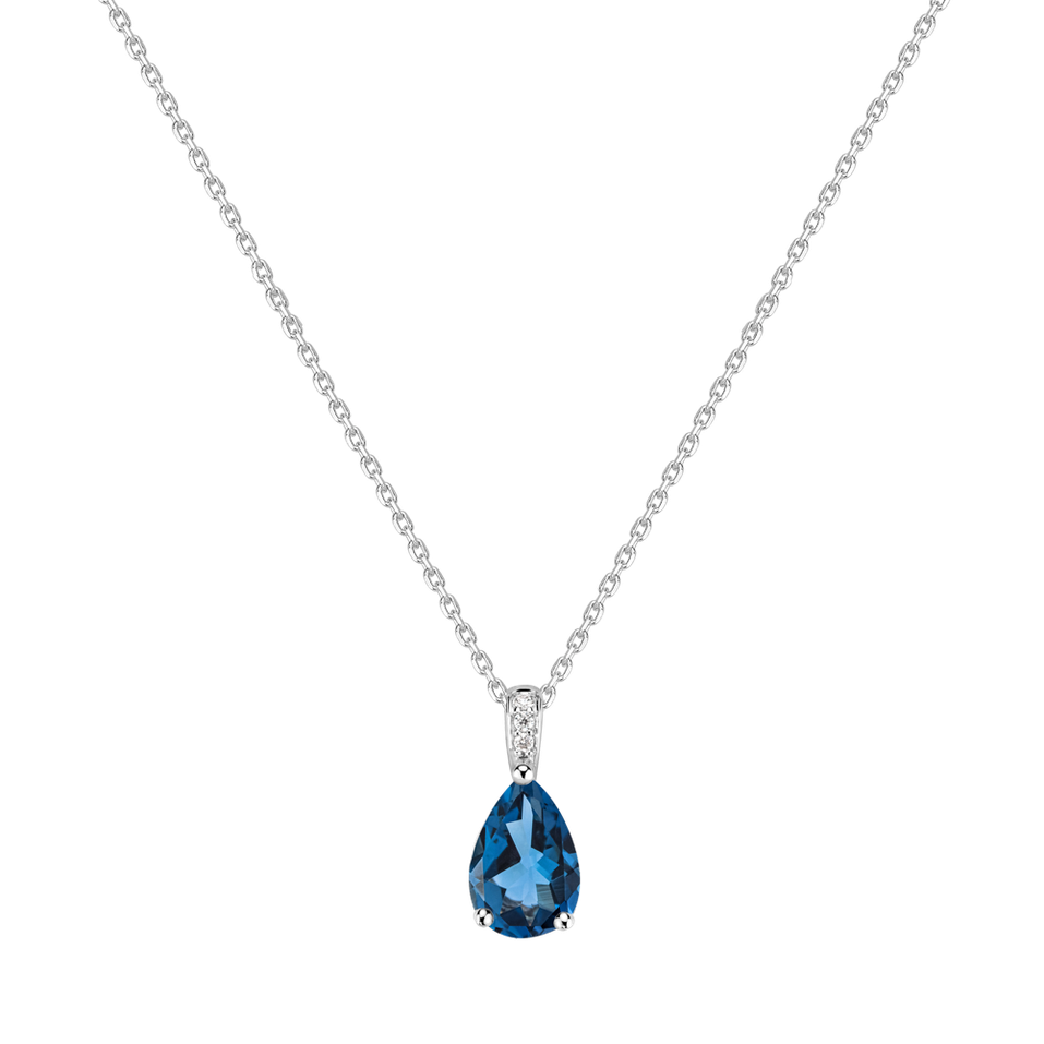 Diamond necklace with Topaz Teardrop