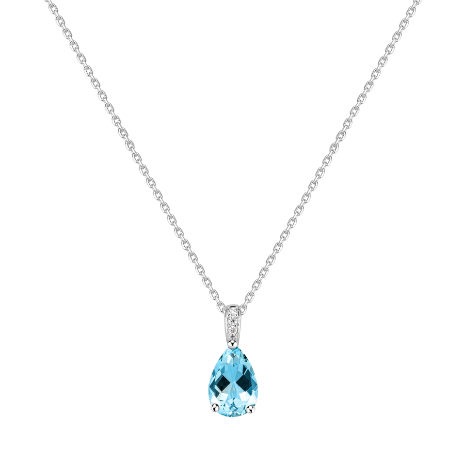 Diamond necklace with Topaz Teardrop