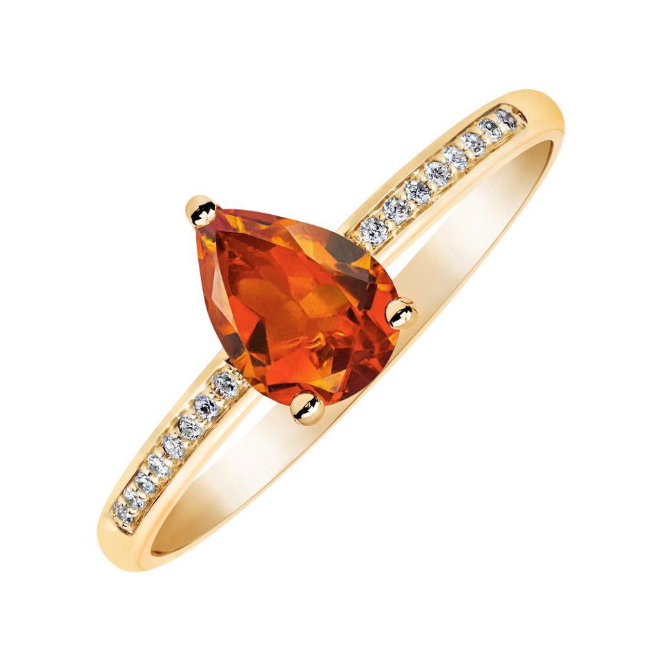 Diamond ring with Citrine Teardrop