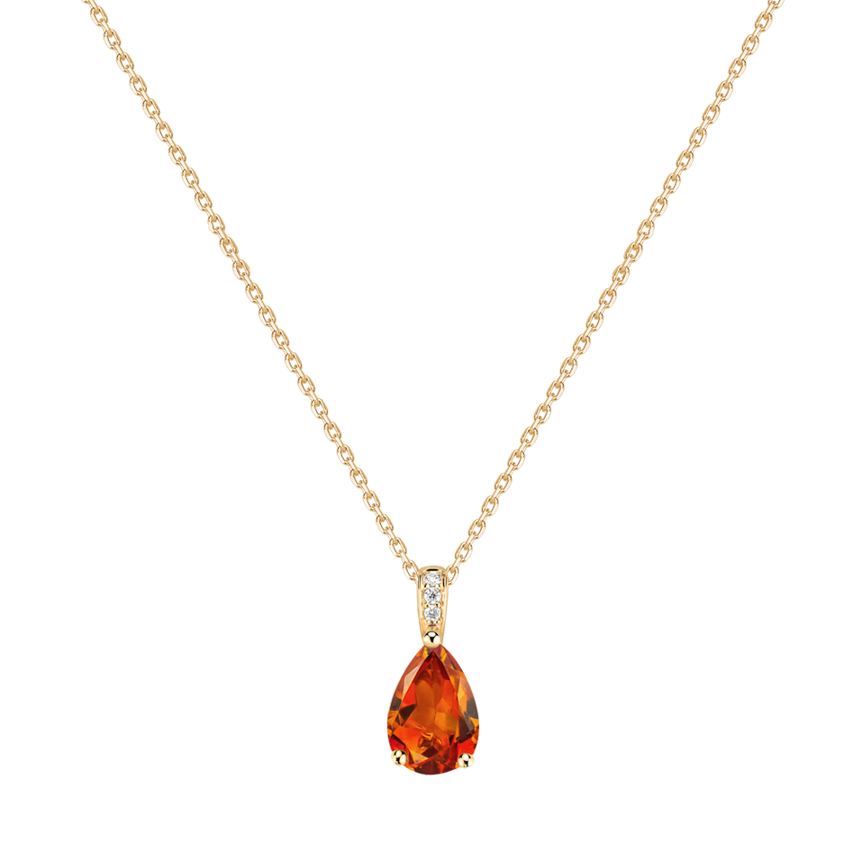 Diamond necklace with Citrine Teardrop