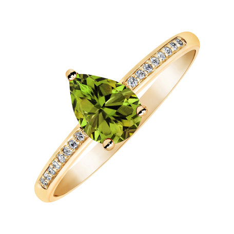 Diamond ring with Peridot Teardrop