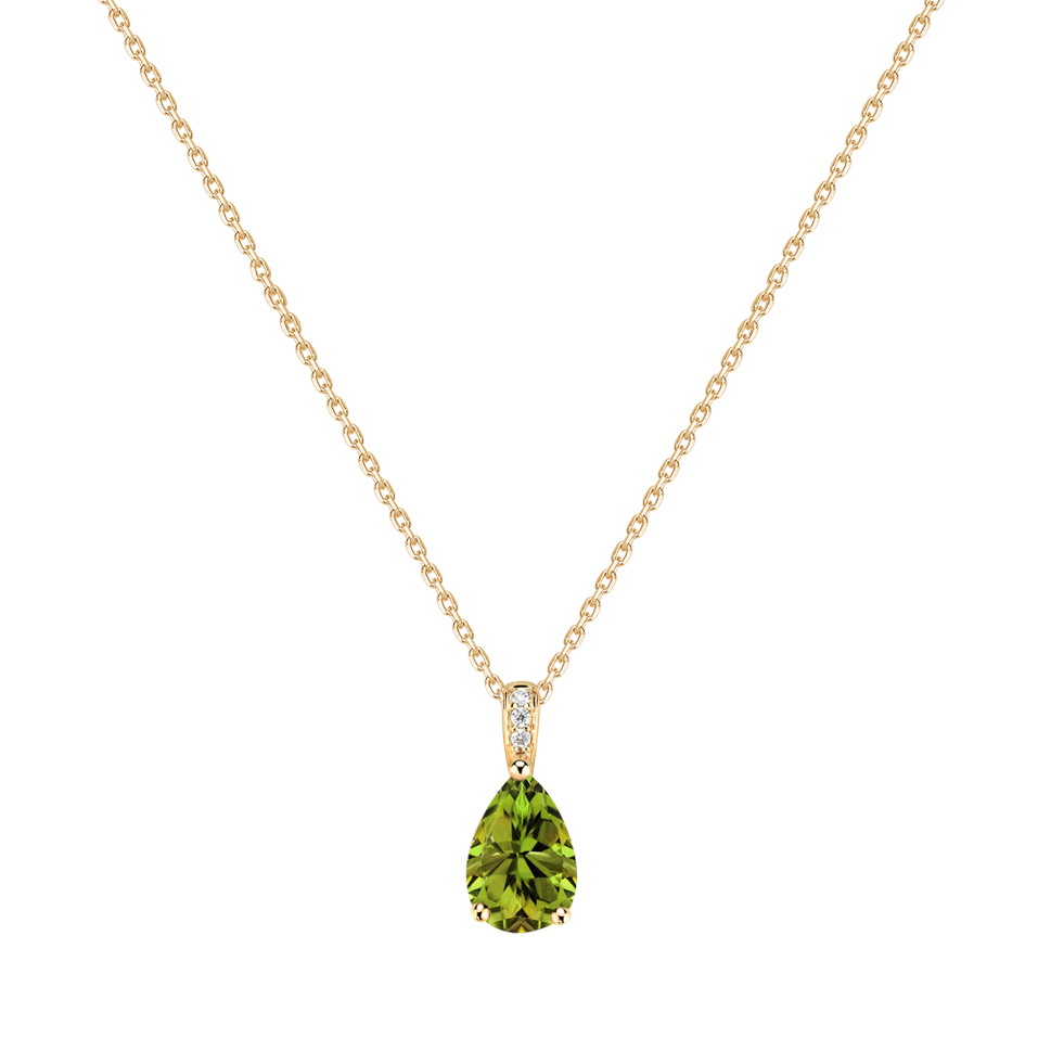 Diamond necklace with Peridot Teardrop