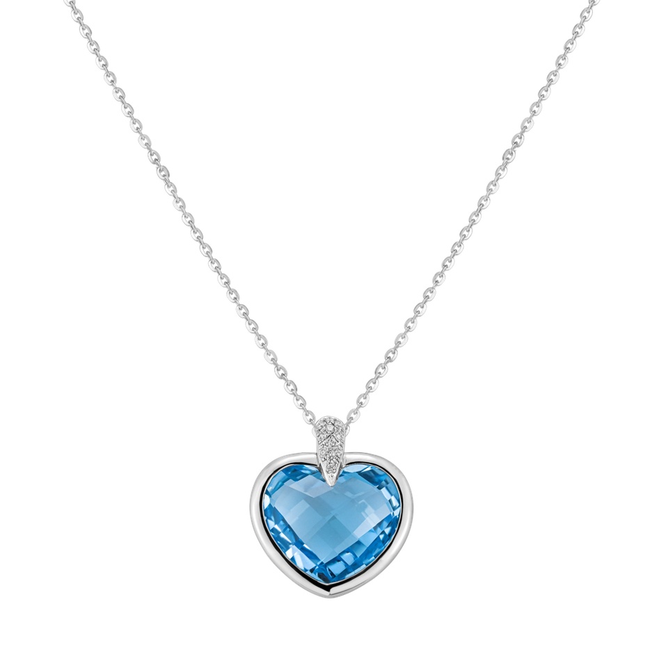 Diamond necklace with Topaz Heartlight