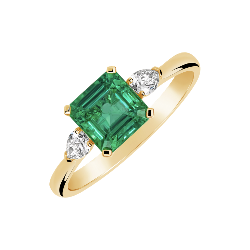 Diamond ring with Emerald Sage Nightscape