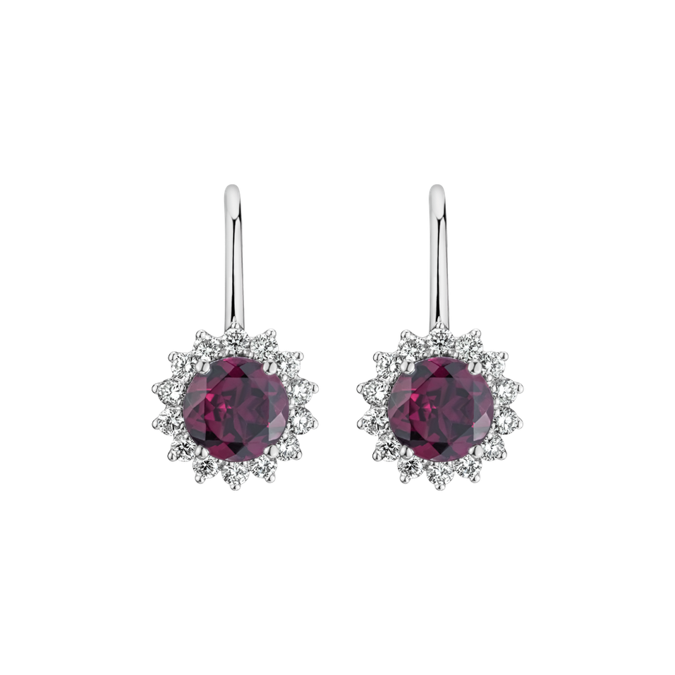 Diamond earrings with Rhodolite Stellar Hope