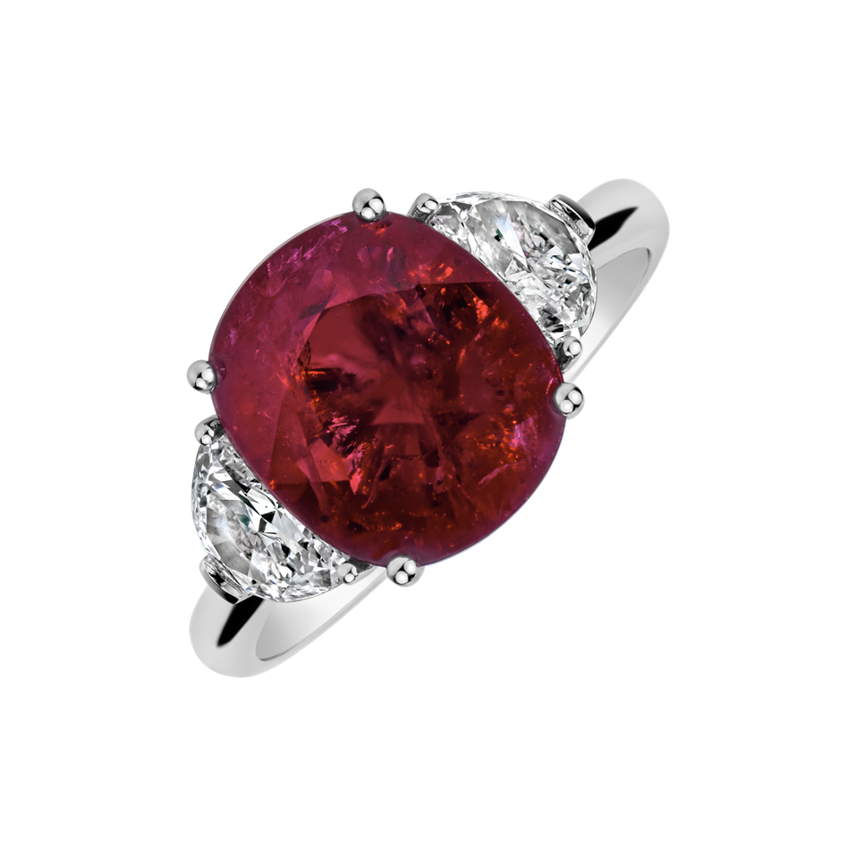 Diamond ring with Ruby Dynasty Gem