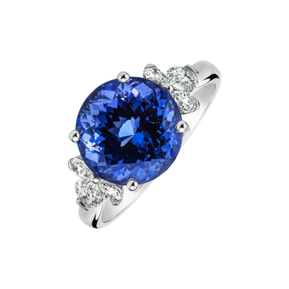 Diamond ring with Tanzanite Sky's Embrace