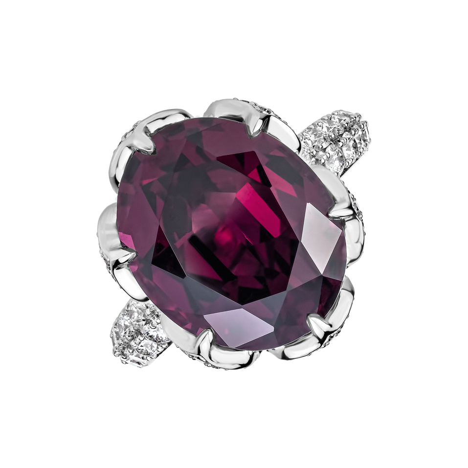 Diamond ring with Rhodolite Fire of Life