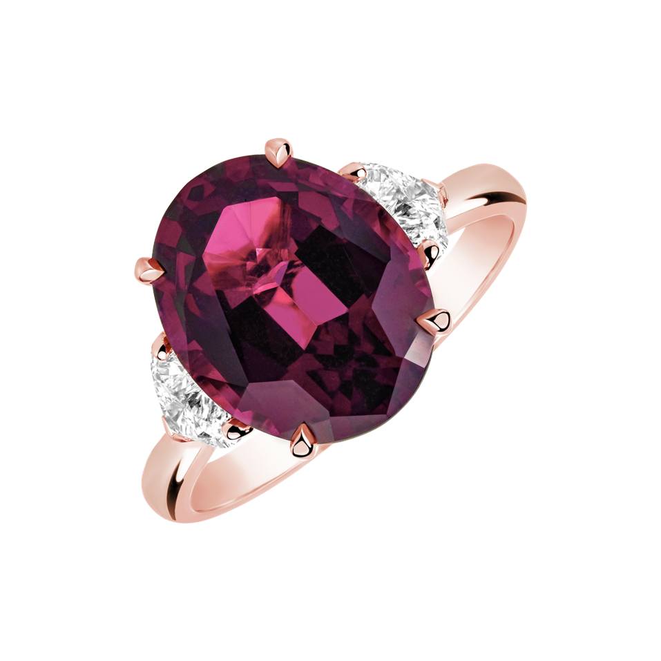 Diamond ring with Rhodolite Dravyn