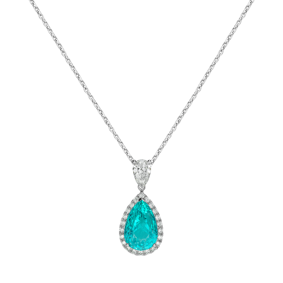 Diamond necklace with Paraiba Aqua Lume