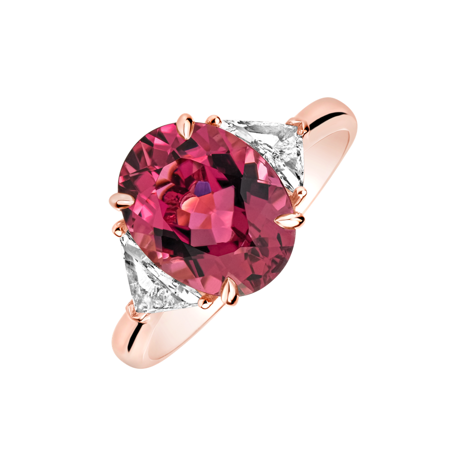 Diamond ring with Tourmaline Crimson Lament