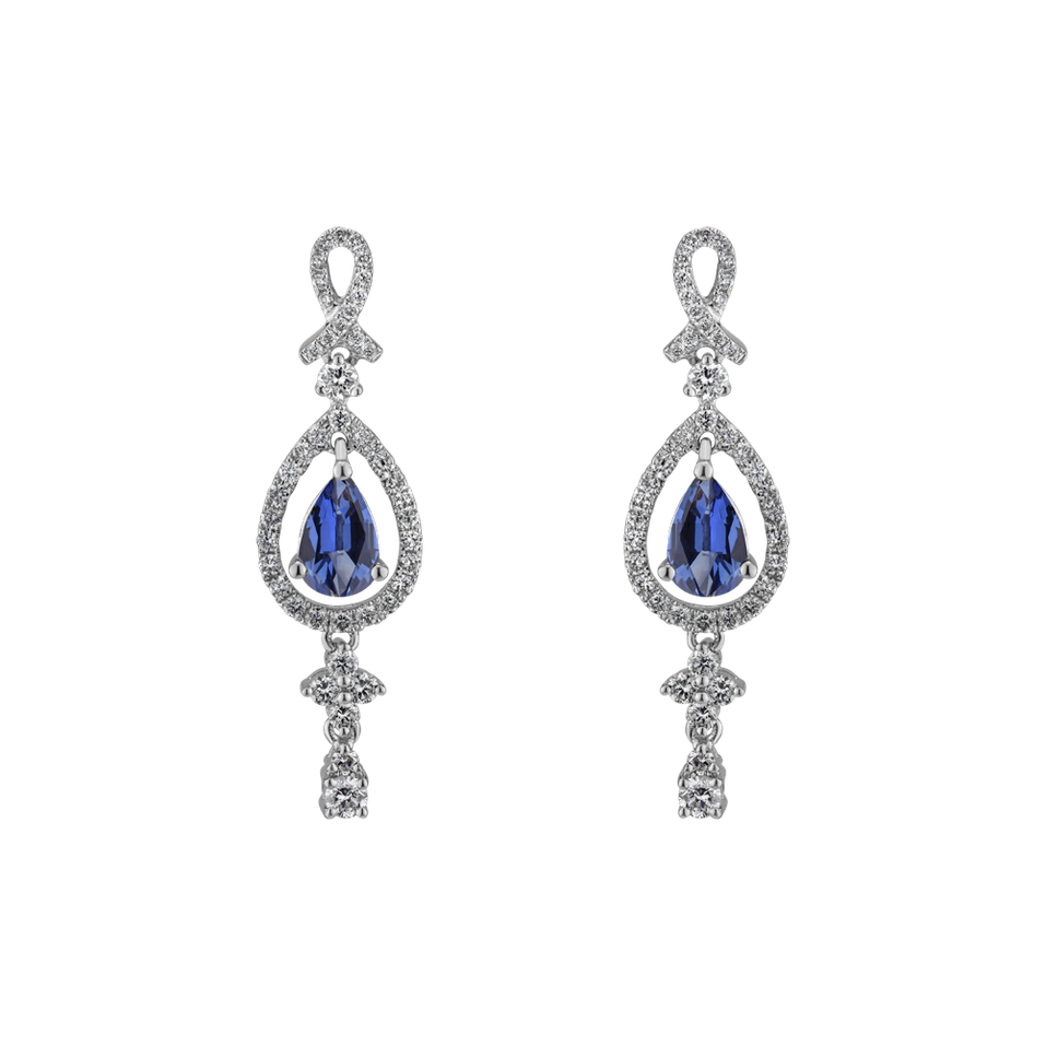 Diamond earrings with Sapphire Sapphire happiness