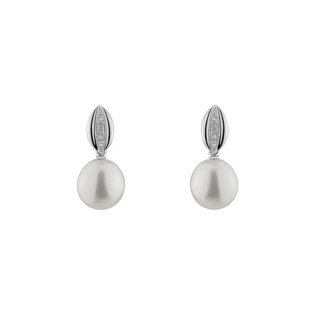 Diamond earrings with Pearl Valentina River