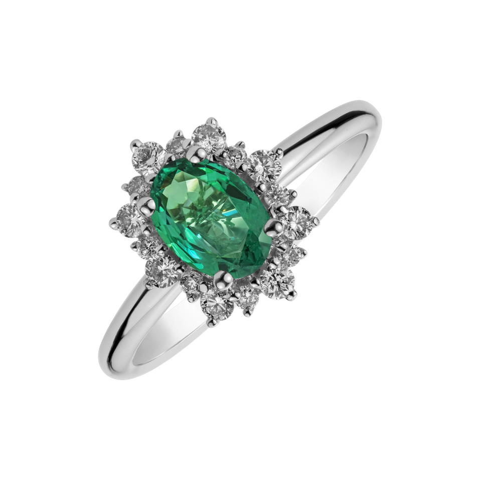 Diamond ring with Emerald Secret Glow