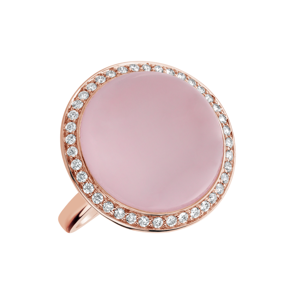 Diamond ring with Rose Quartz Freccia