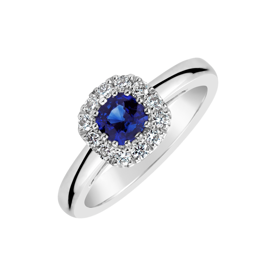 Diamond ring with Sapphire Midnight Spark