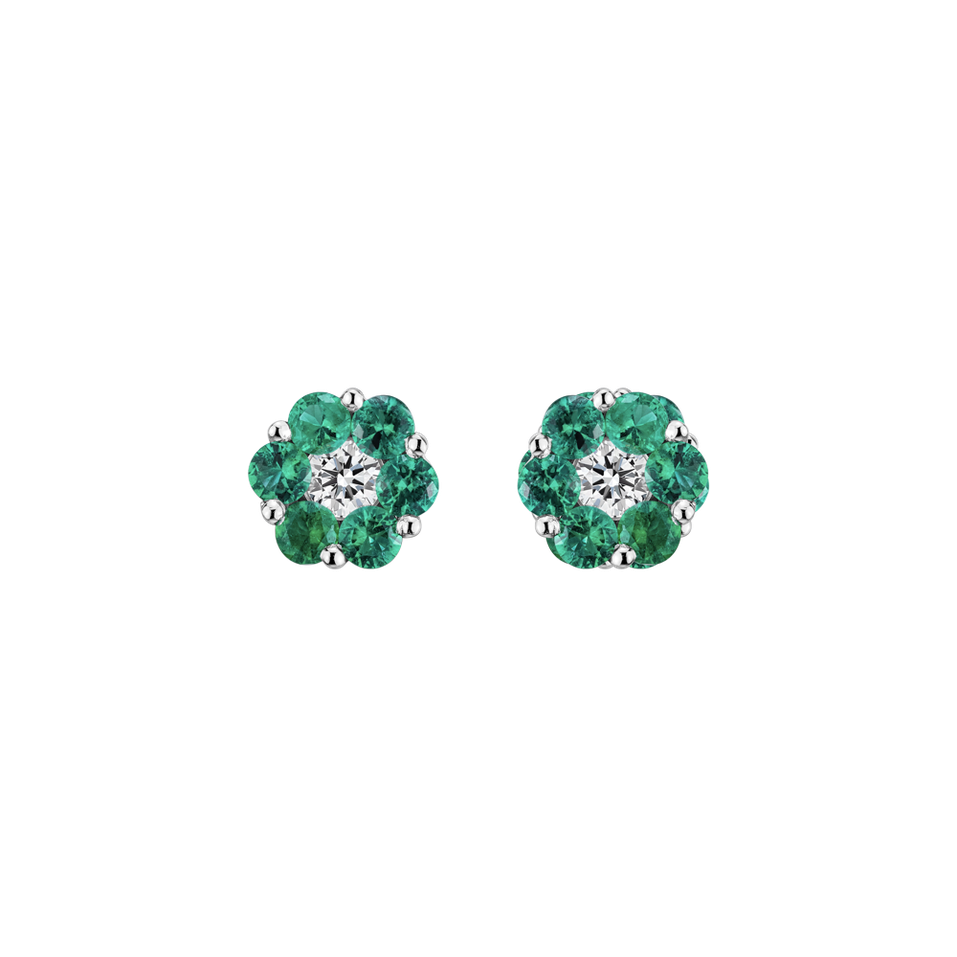 Diamond earrings with Emeralds Shiny Flower