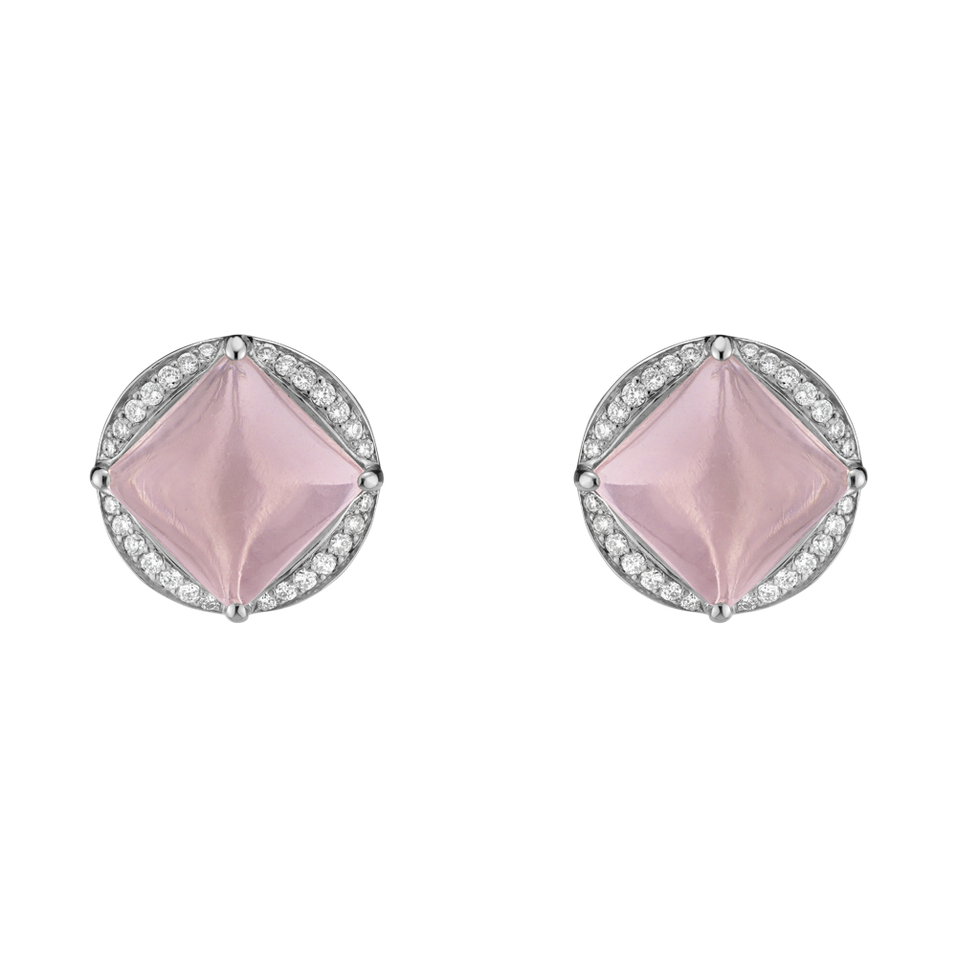 Diamond earrings with Rose Quartz Blooming Secrets