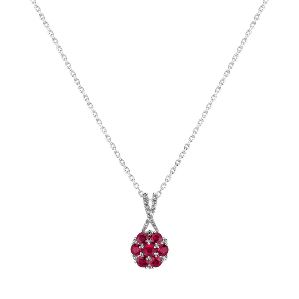 Diamond pendant with Ruby Blooming of the Dot