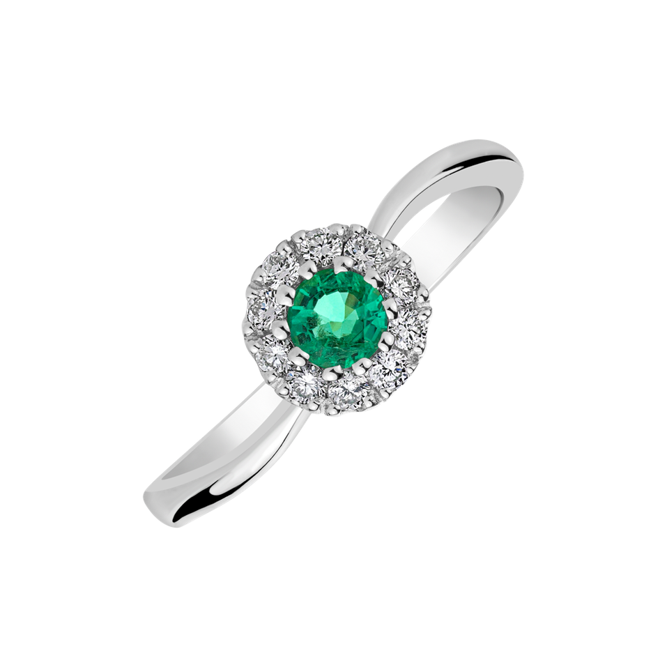 Diamond ring with Emerald Ravenna