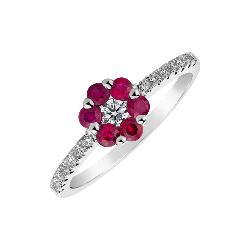 Diamond ring with Ruby Graceful Delicacy