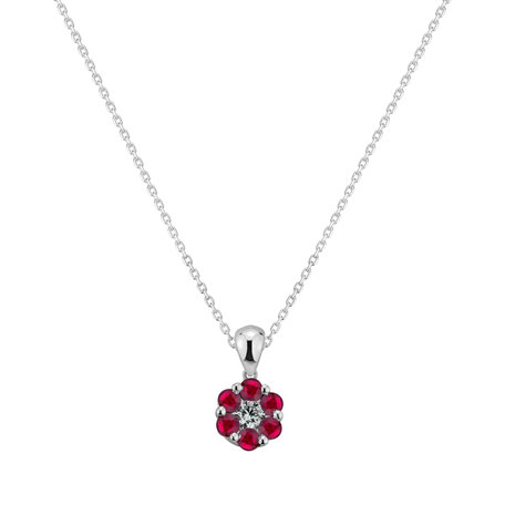 Diamond pendant with Ruby Fancy Daisy