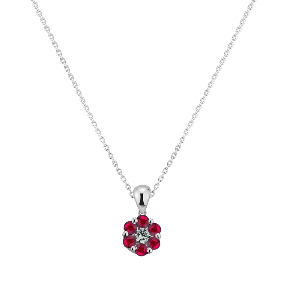 Diamond pendant with Ruby Fancy Daisy