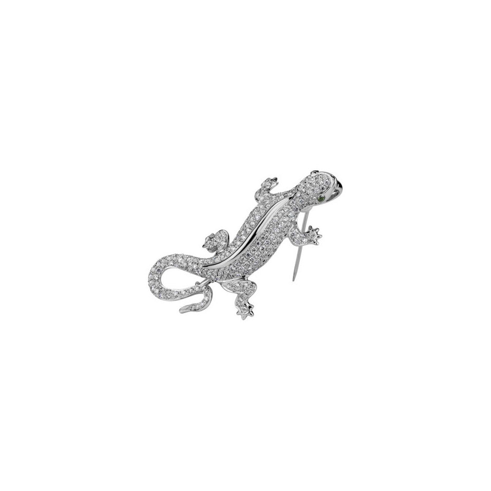 Diamond brooch and Garnet Diamond Gecko