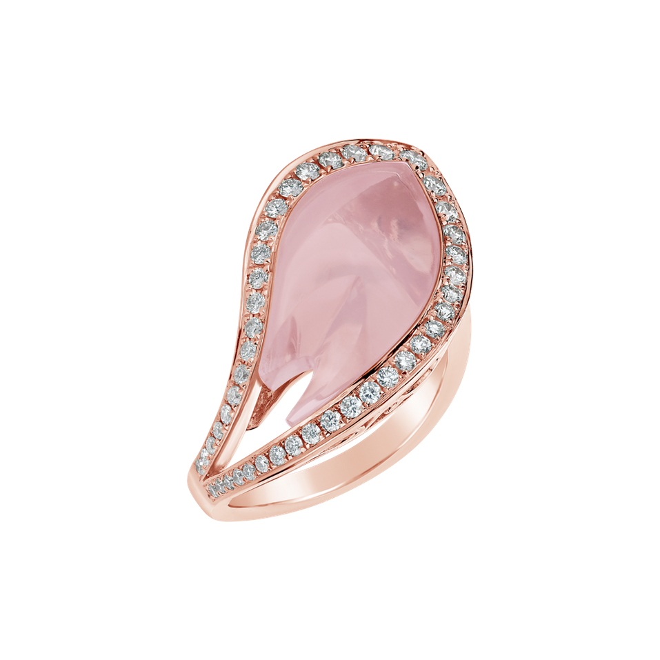 Diamond ring with Rose Quartz Miss Renaissance