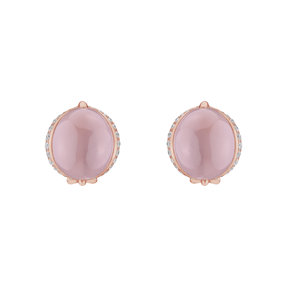 Diamond earrings with Rose Quartz Pink Passion