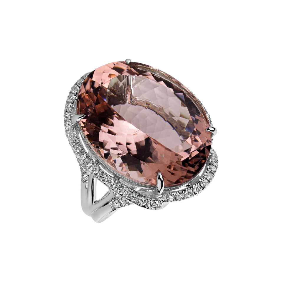 Diamond ring with Morganite Ghislaine