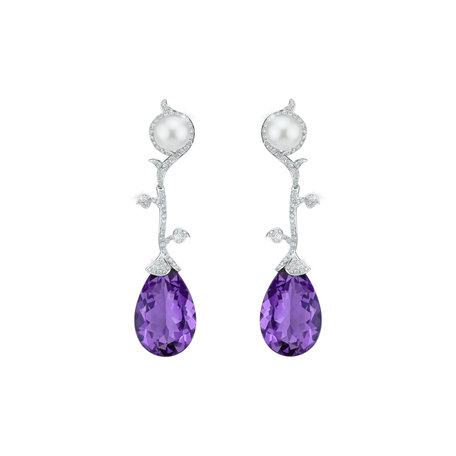 Diamond earrings with Amethyst and Pearl Nealaris