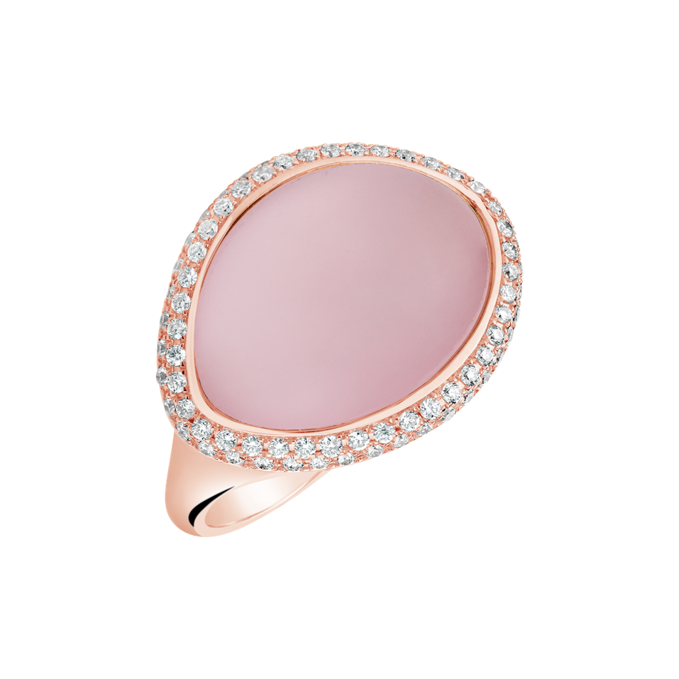 Diamond ring with Rose Quartz Arabic Magician