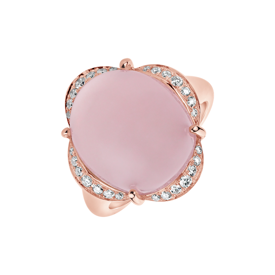 Diamond ring with Rose Quartz Rosa