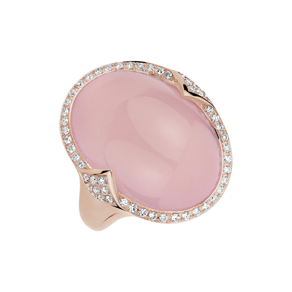 Diamond ring with Rose Quartz Venus Miracle