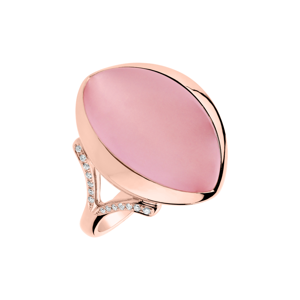 Diamond ring with Rose Quartz Ocean Signature