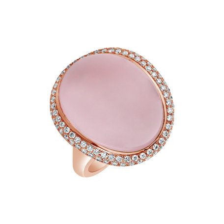 Diamond ring with Rose Quartz Moonlight Romance