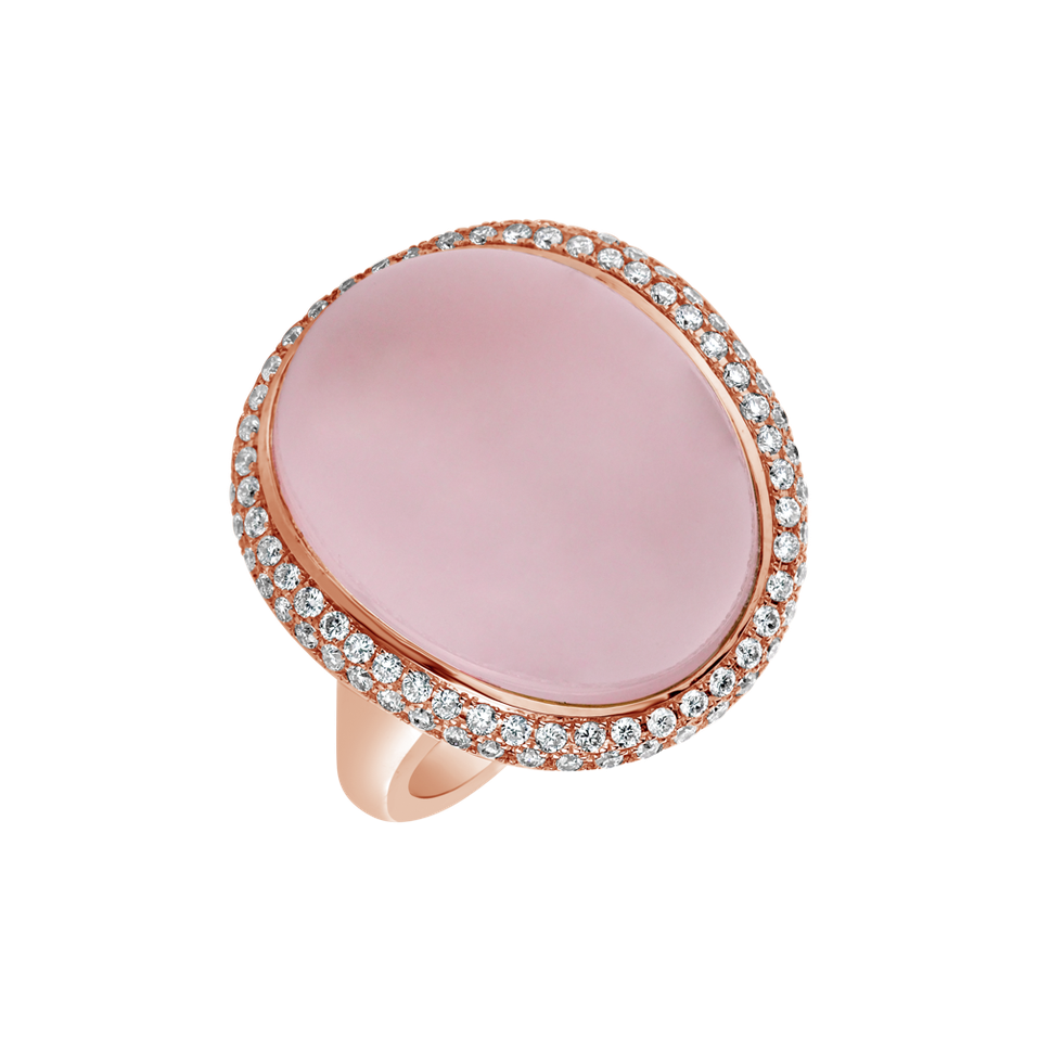 Diamond ring with Rose Quartz Moonlight Romance