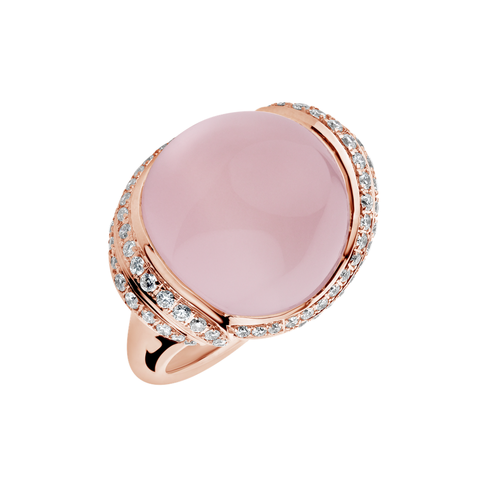 Diamond ring with Rose Quartz Venus Poetry