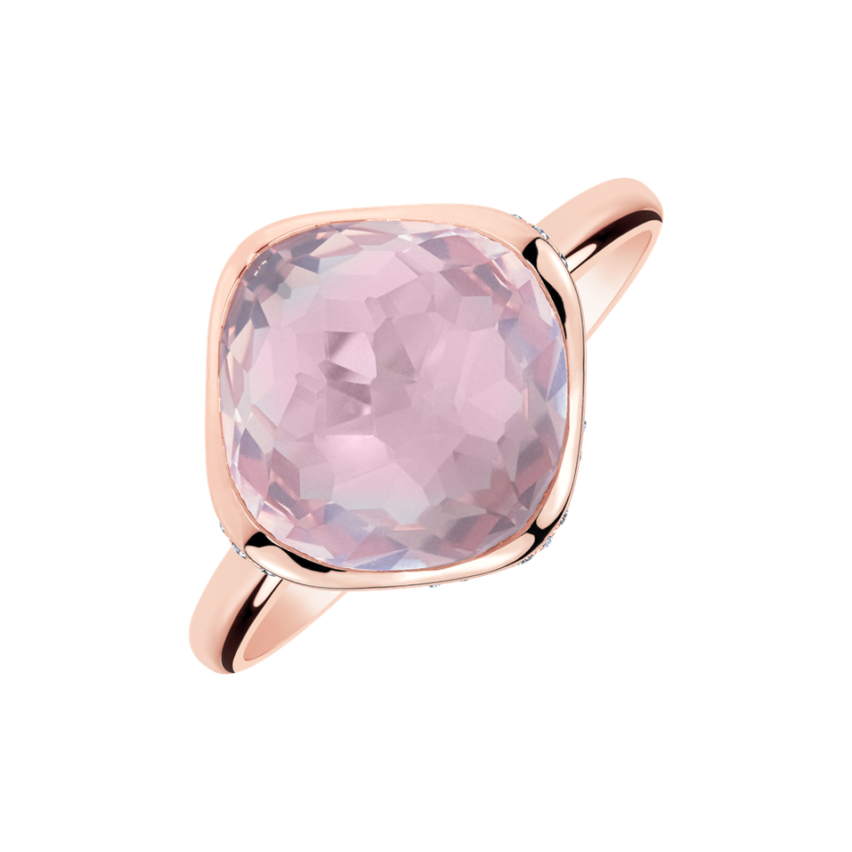 Diamond ring with Rose Quartz Rose's Whisper