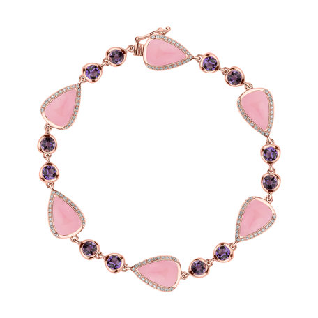 Diamond bracelet with Rose Quartz and Amethyst Dawn Poetry