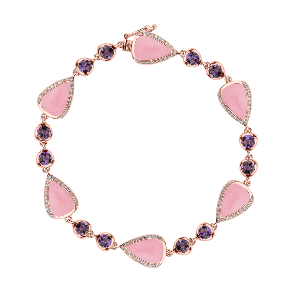 Diamond bracelet with Rose Quartz and Amethyst Dawn Poetry