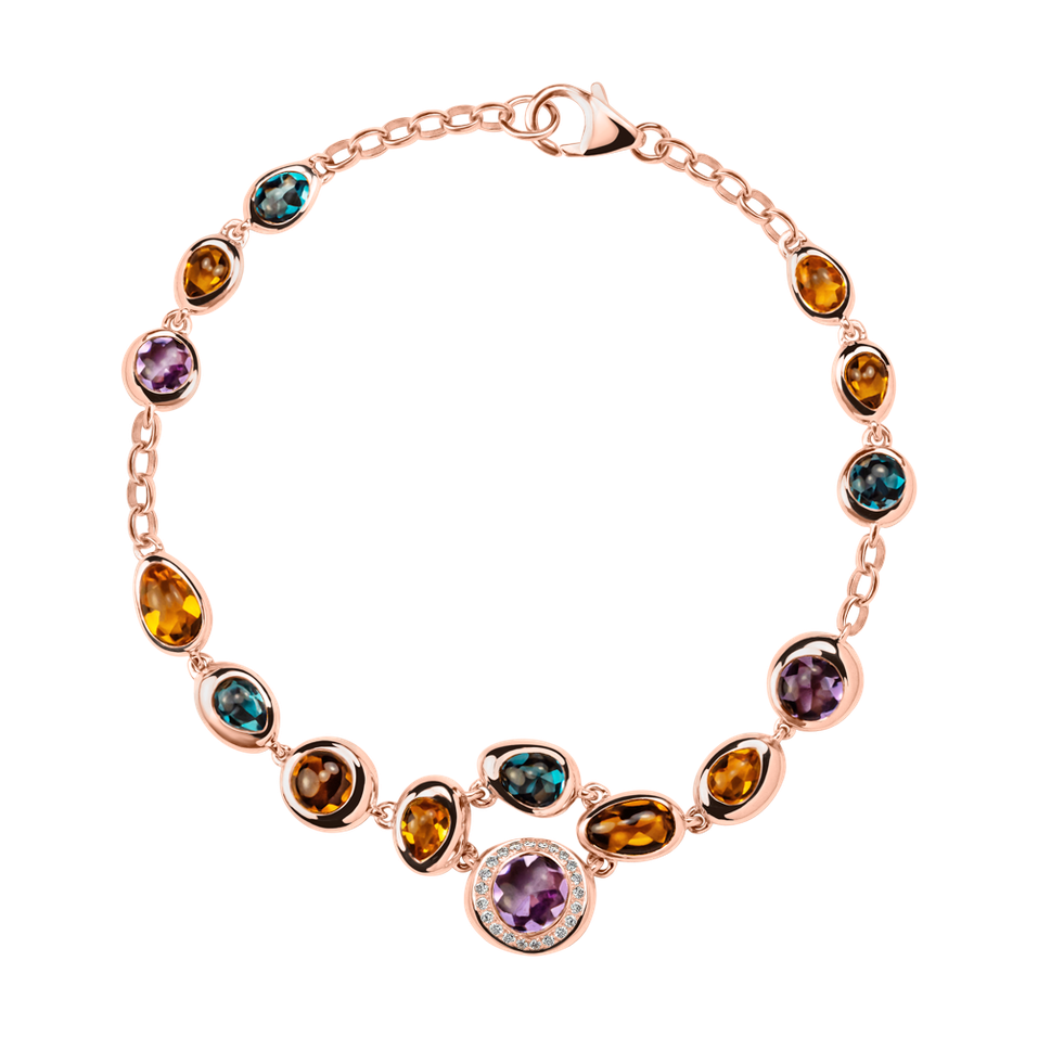 Diamond bracelet with Gems Rainbow Charm