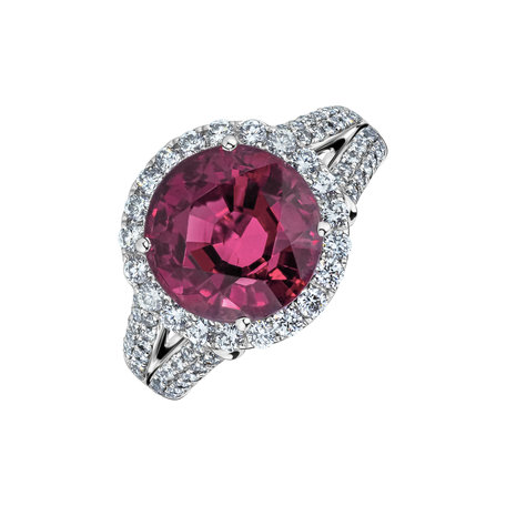 Diamond ring with Tourmaline Red Eminence