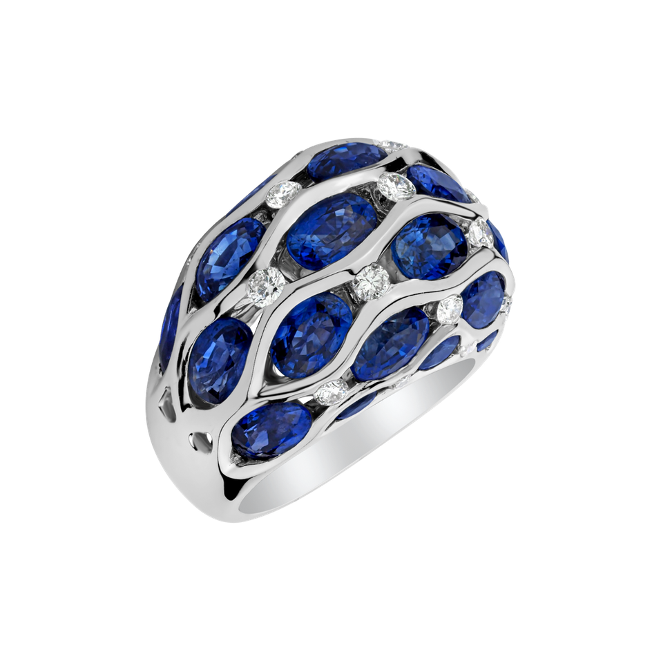 Diamond ring with Sapphire Camille