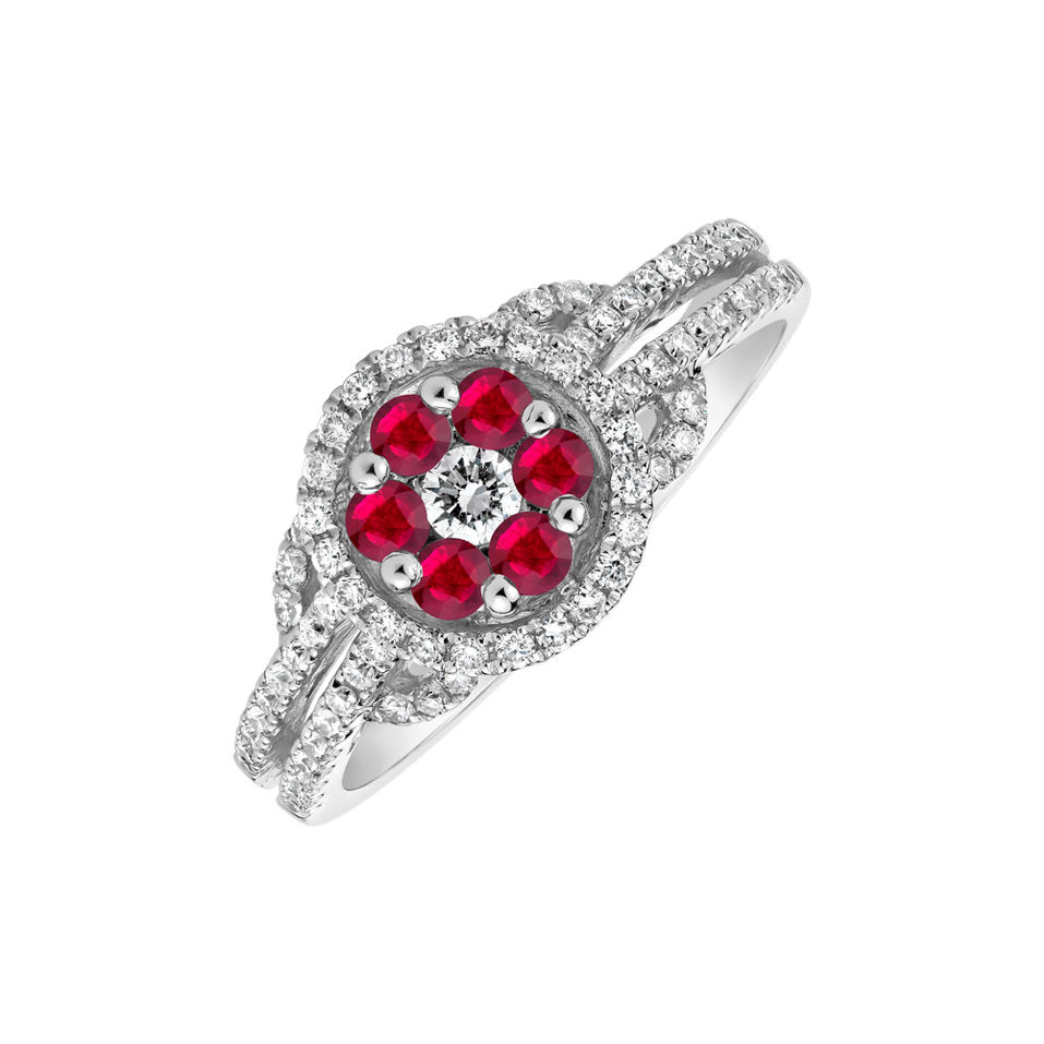 Diamond ring with Ruby Priscilla