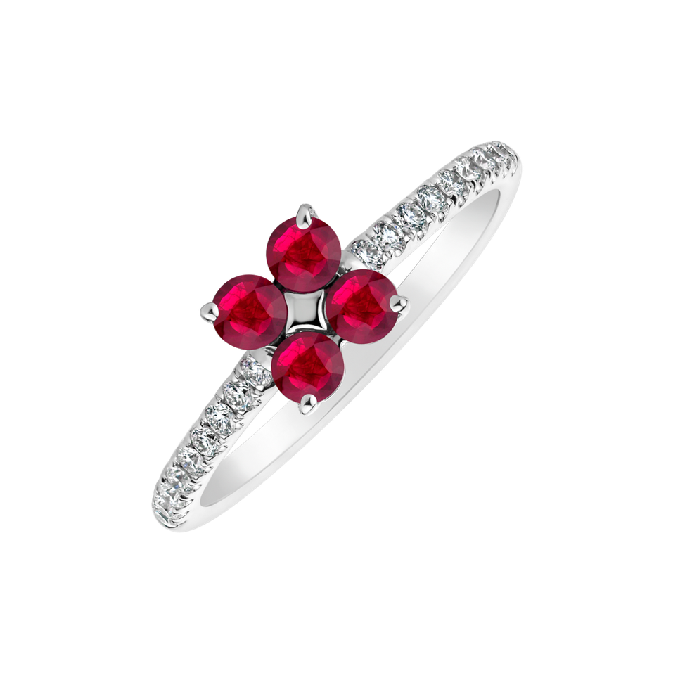 Diamond ring with Ruby Fiery Aura