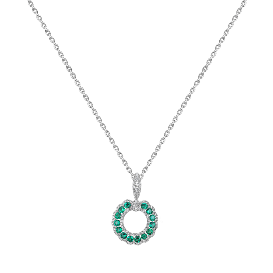 Diamond pendant with Emerald Halo of Frost